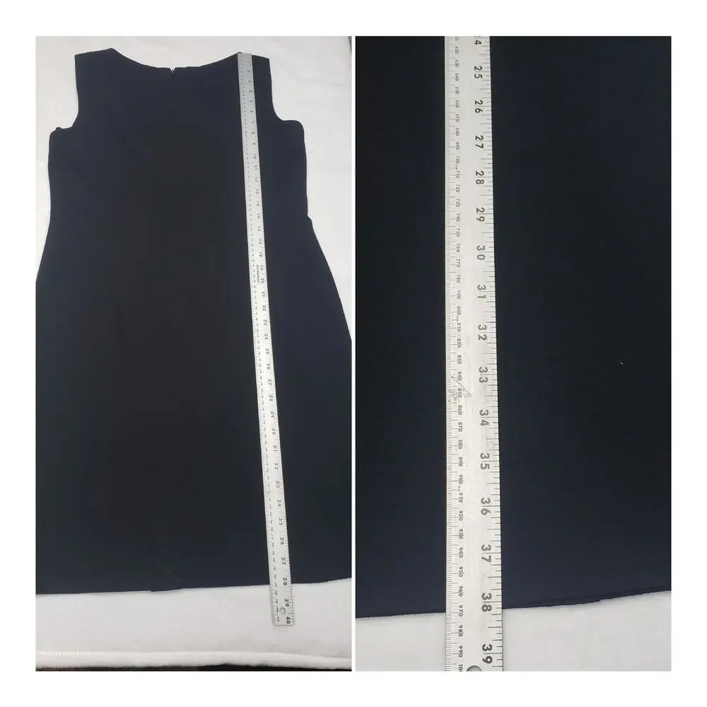 Danny & Nicole Black Sheath Dress Sz 12 Minimalist Y2K Corporate Chic Goth LBD